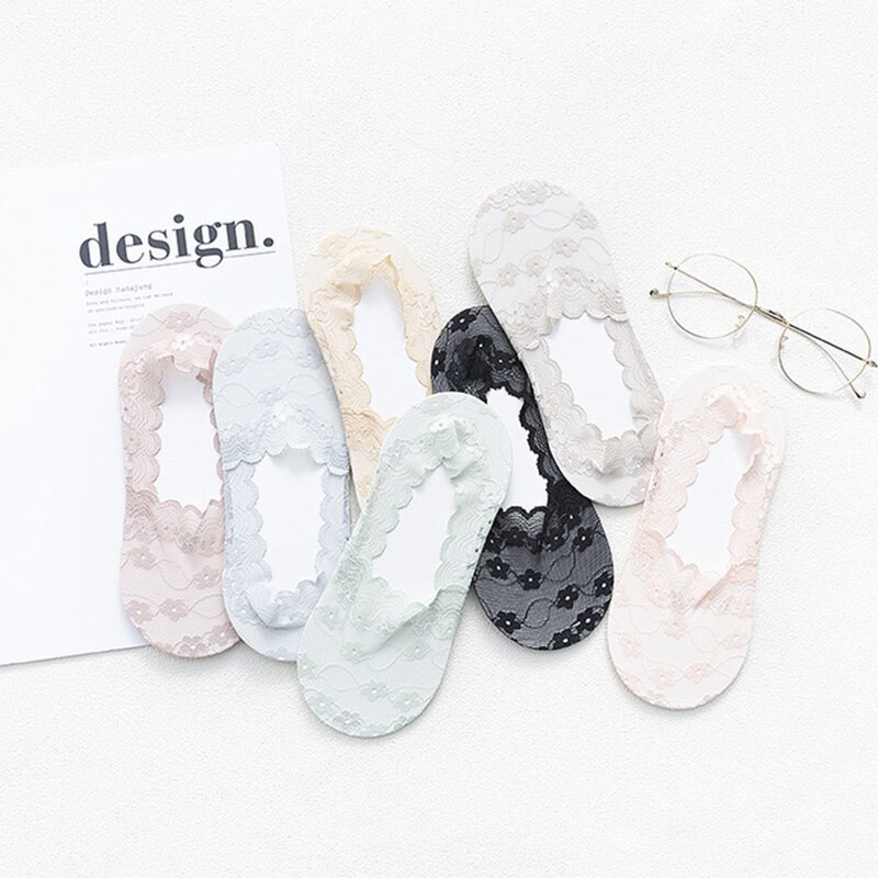 Summer Thin Lace Socks Women Invisible Floral Boat Socks No Show Transparent Funny Socks Streetwear calcetines mujer
