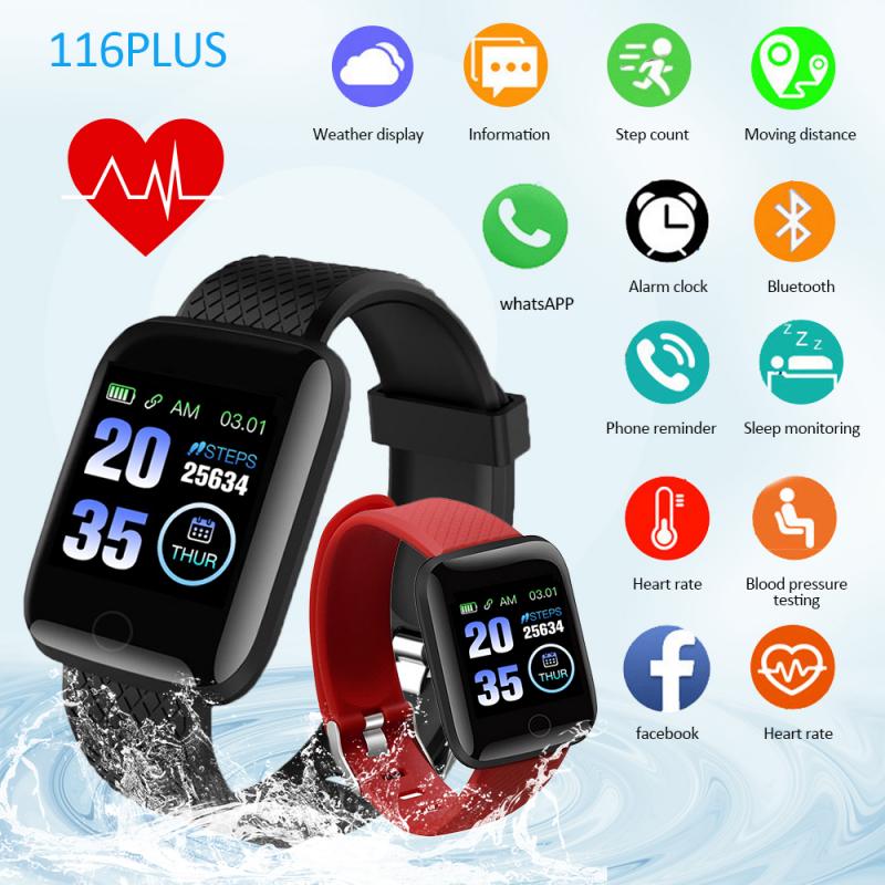 Smart Horloge 116 Plus Polsband Fitness Bloeddruk Hartslag Android Stappenteller D13 Waterdichte Sport Slimme Horloge Band