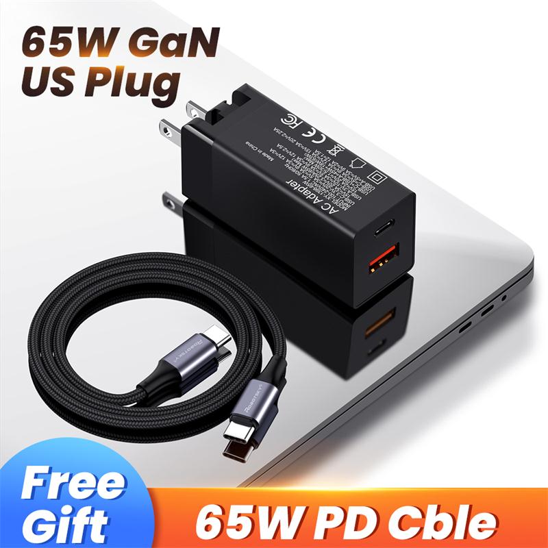 Robotsky 65W Usb Type C Pd Fast Charger QC3.0 Scp Fcp Afc Usb C Quick Charger Adapter Huawei P30 pro Samsung S10 Iphone 11 Pro: US Plug cable