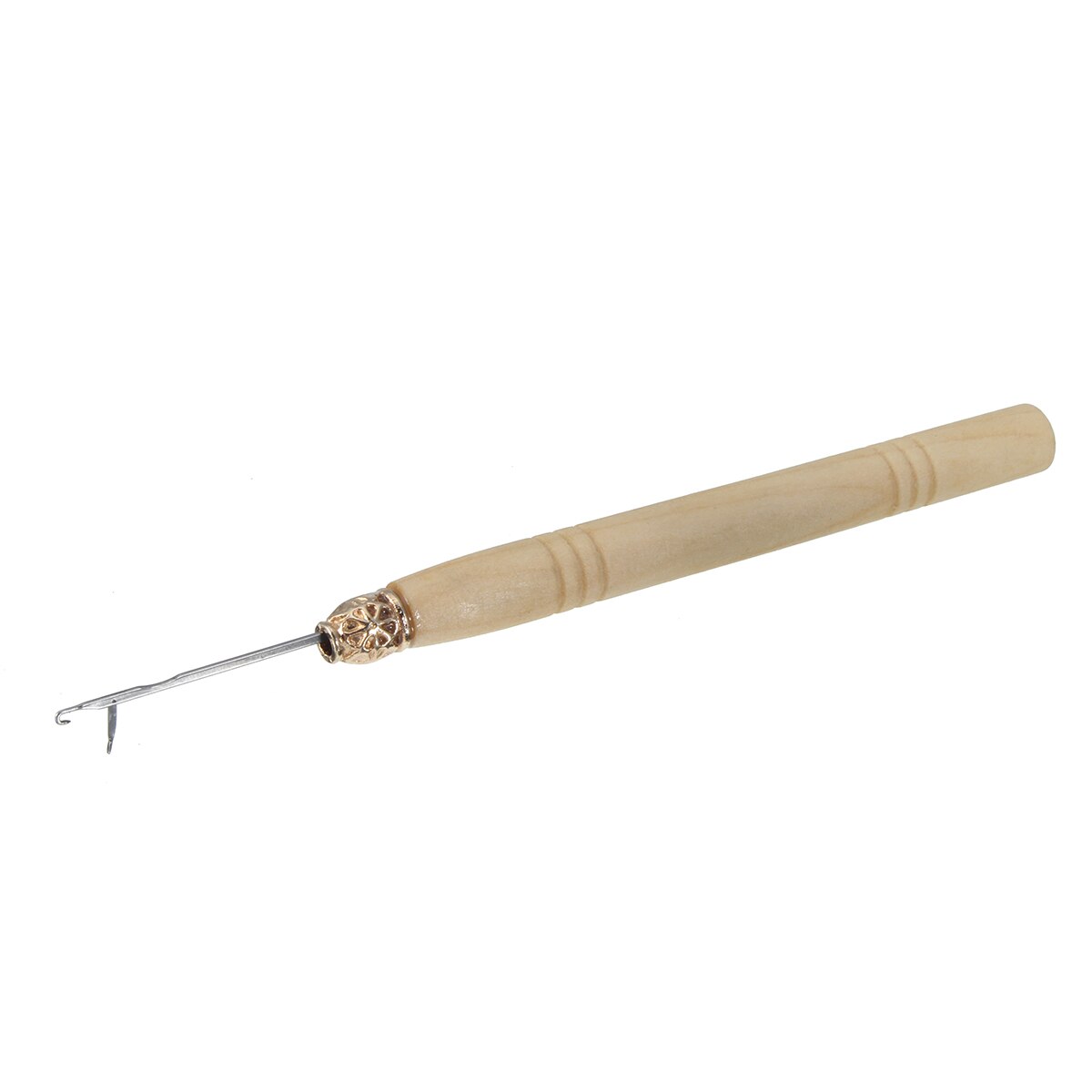 1pc Wooden Handle Crochet Hook Threader Pulling Needle For Linking Micro Rings/Loop Needle Hair Extension Tool Braiding Wig Tool