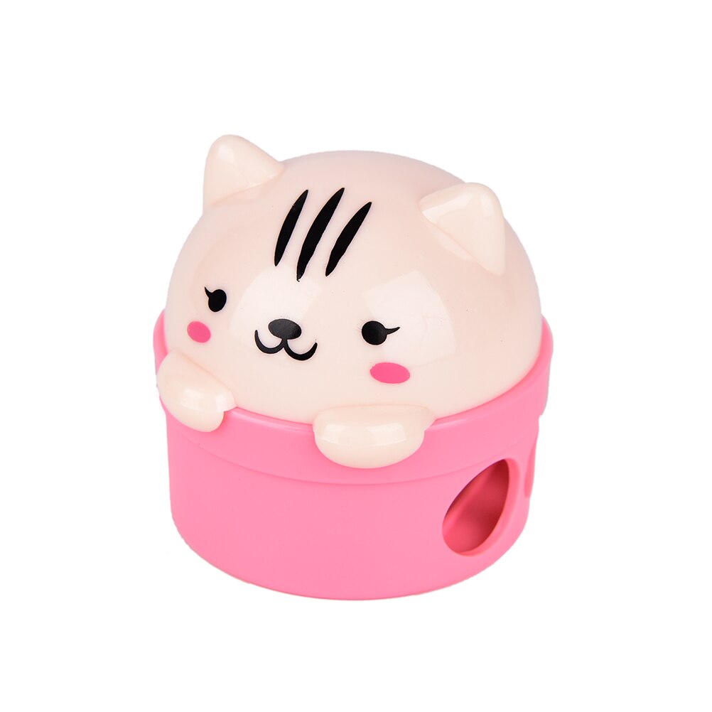 1PCS Novelty Double Holes Pencil Sharpener Cat and Bear Plastic Pencil Sharpener Pencil Cutter Knife School Student Supplies