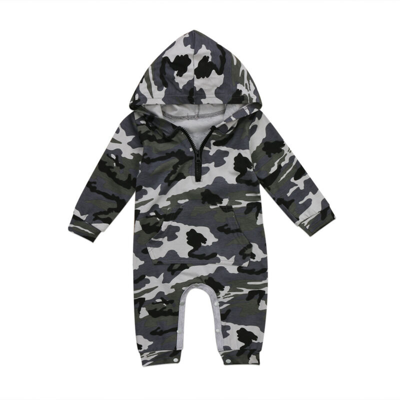 Kevät syksy pitkä camo-homppari pitkähihainen hupullinen poikien haalari vastasyntyneen vauvan taapero lämpimät yövaatteet vaatteet asu