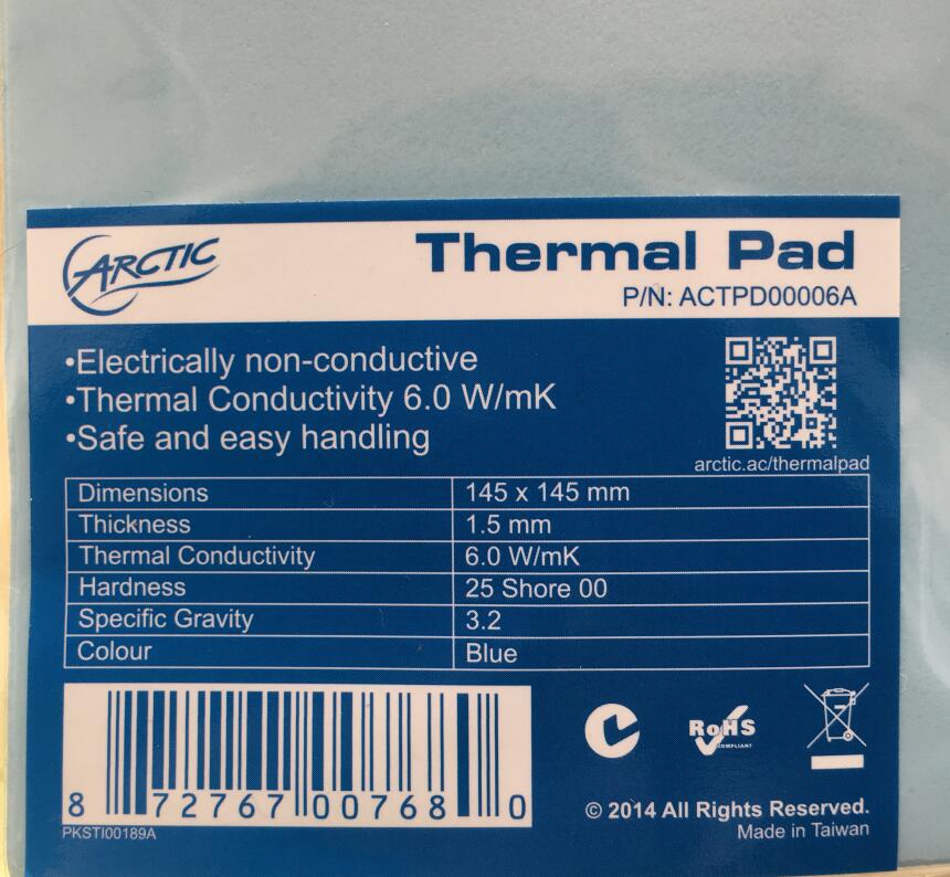 ARCTIC AC Thermal pad 6.0 W/mK 1.5mm High Efficient thermal conductivity Original authentic Arctic Thermal pad