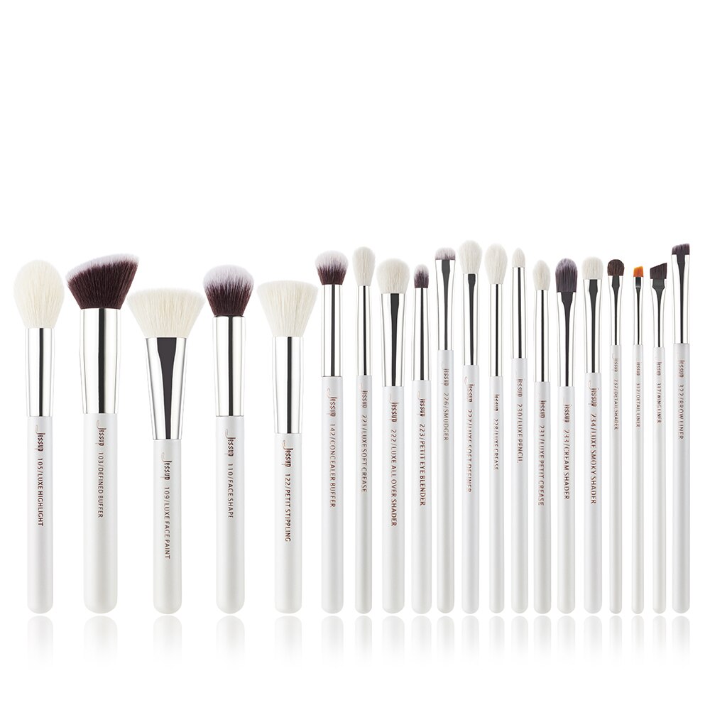Jessup sort/sølv makeup børster sæt make up børste værktøj kit foundation pudder børster naturligt-syntetisk hår: G3-t245-20 stk