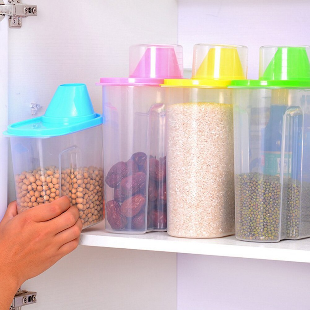 2.5L Large Capacity Kitchen Airtight Dry Food Cereal Storage Box Seal Pot Can
