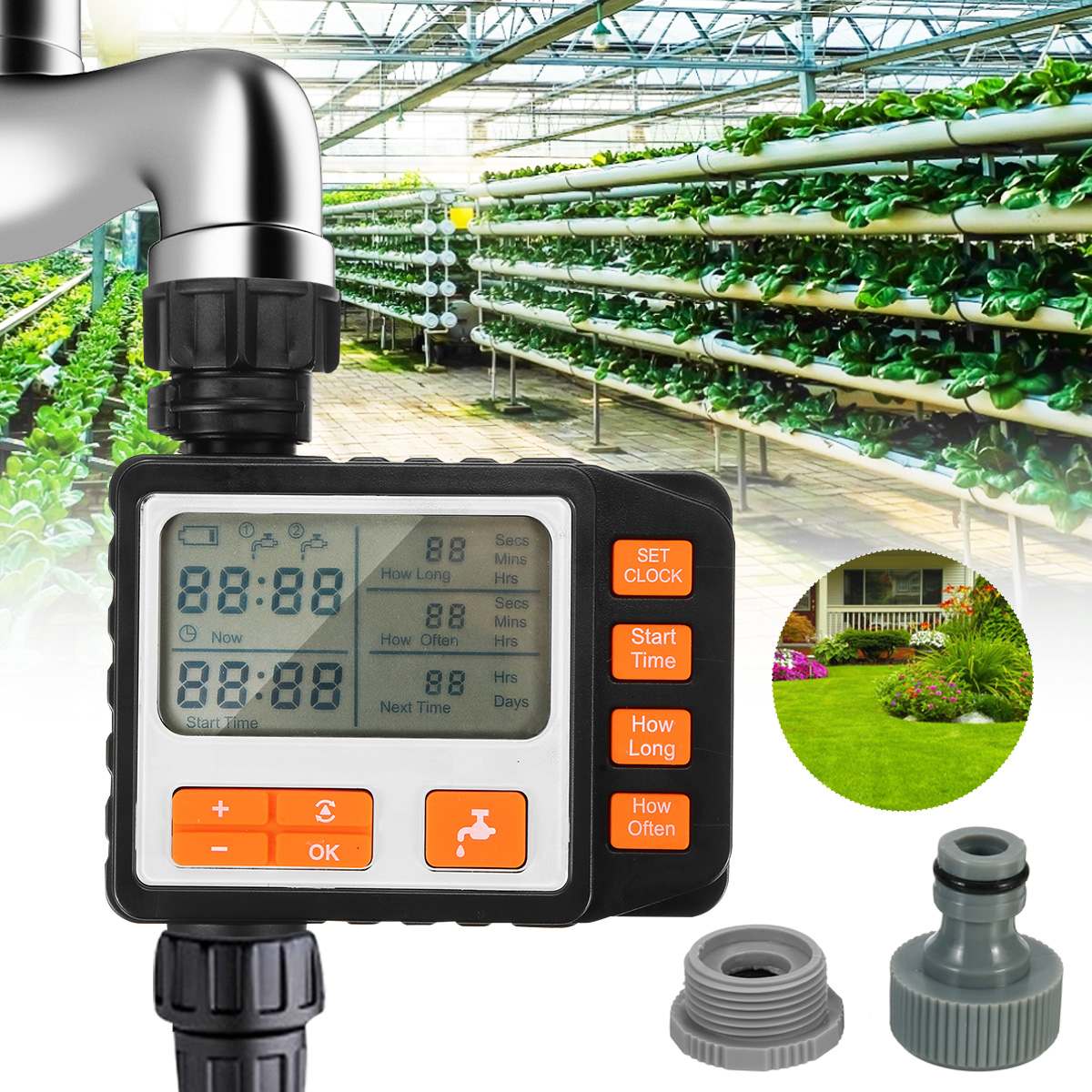 Automatic Water Timer LCD Digital Display Watering Irrigation System Controller Hose Connector Garden Water Timer Plastic