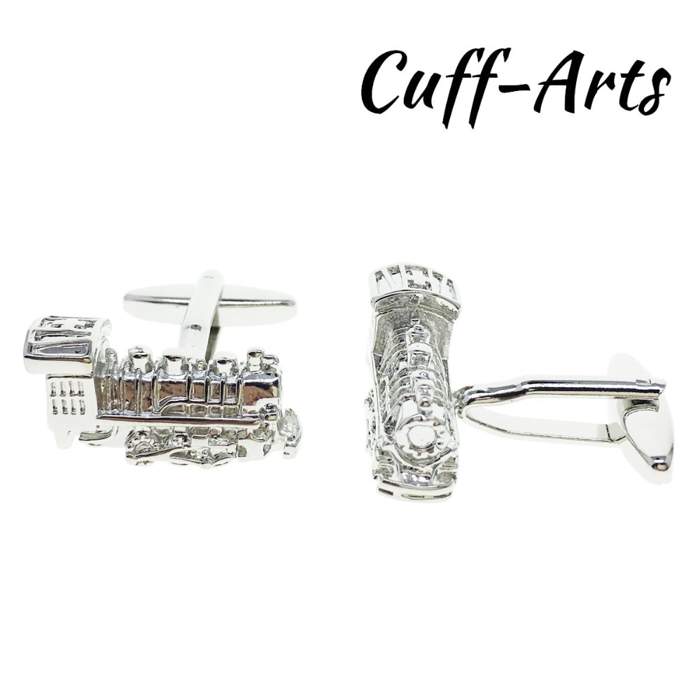 Cuffarts Cufflinks for Men Train Locomotive Cuff links for Shirt Cufflinks Tie Clip for Men Business Gemelos C10182