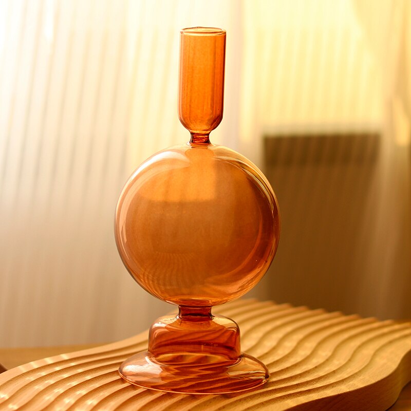 Brown Glass Candle Stick Holders Table Decoration Candles Holder for Candlestick Dinner Candles Party Wedding Centerpieces home