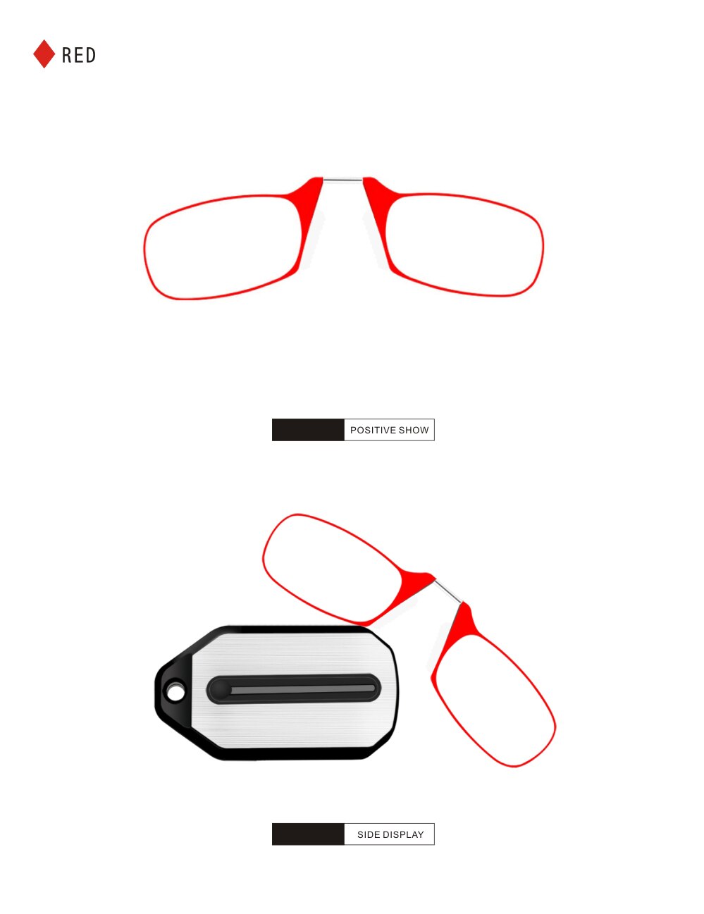 Mini Neusclip op Leesglas Mannen voor Vrouwen Randloze Draagbare Vergrootglas Verziend Bril Brillen Dames: Rood / +150