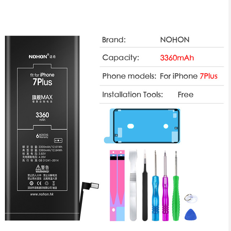 NOHON Hoge Capaciteit Originele Batterij Voor iPhone 6S 6 7 8 Plus 5 5S 5C SE Vervanging Bateria mobiele Telefoon Batterij + Gratis Tools