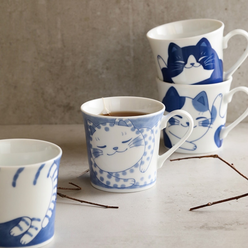 Japanse Kat Koffie Mok Paar Cartoons Leuke Kind Ontbijt Melk Mok Keramiek Espresso Cups Drinkware Meisje DA60MK
