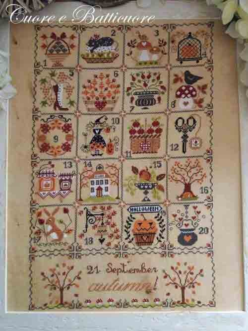 Oro Collezione Bella Contati Punto Croce kit Calendario quartetto Primavera proprietà Autunno Autunno Inverno: Autumn / 18CT counted tela