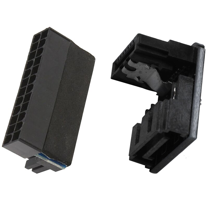 1Set Sata 7Pin Vrouwelijke Om 7Pin Mannelijke 90 Graden Hoek Adapter & 1x Atx 24 Pin Female Naar 24 pin Male Haakse Adapter