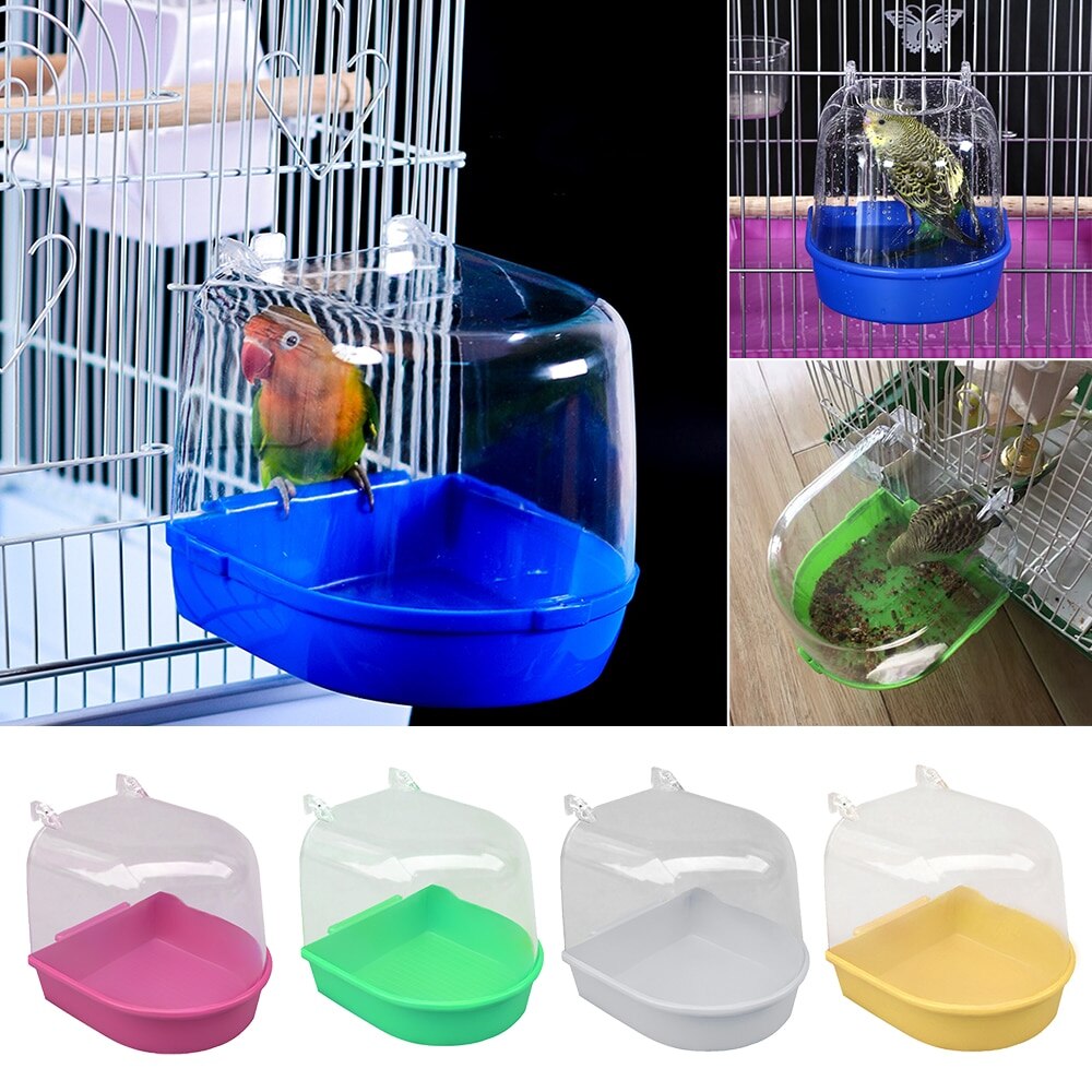 Plast fugl vand bad kasse badekar papegøje til undulat lovebird fugl kæledyr hængende skål parakit fuglebad hængende tilbehør