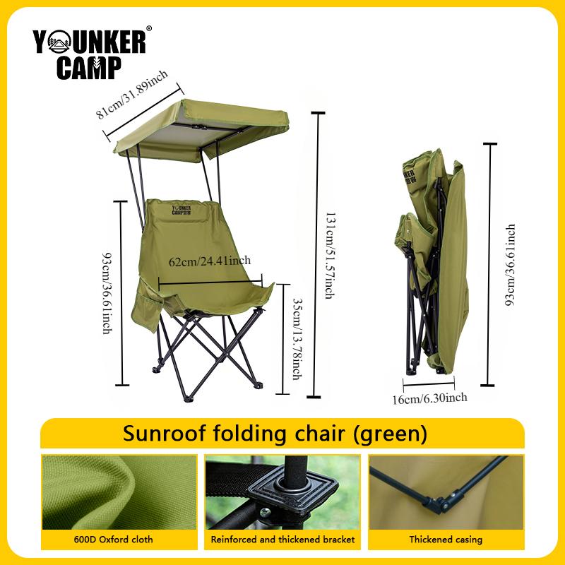 Silla plegable portátil para acampar, silla de playa con toldo de sombra, adecuada para adultos y niños, fácil de abrir y sin instalación: Otros