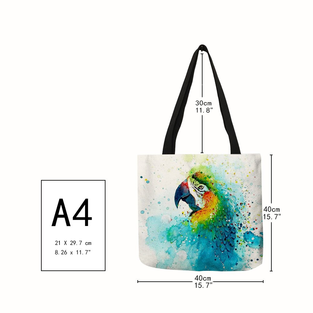 Aquarel Animal Art Linnen Tote Tas Met Print Herbruikbare Boodschappentassen Voor Boodschappen Casual Mode Handtassen Voor Vrouwen