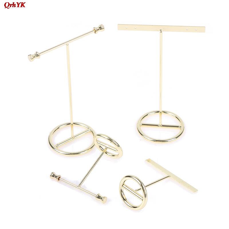 Gyldent metal t-formet armbånd ring øreringe organizer smykkeholder stativ halskæde armbånd display rack