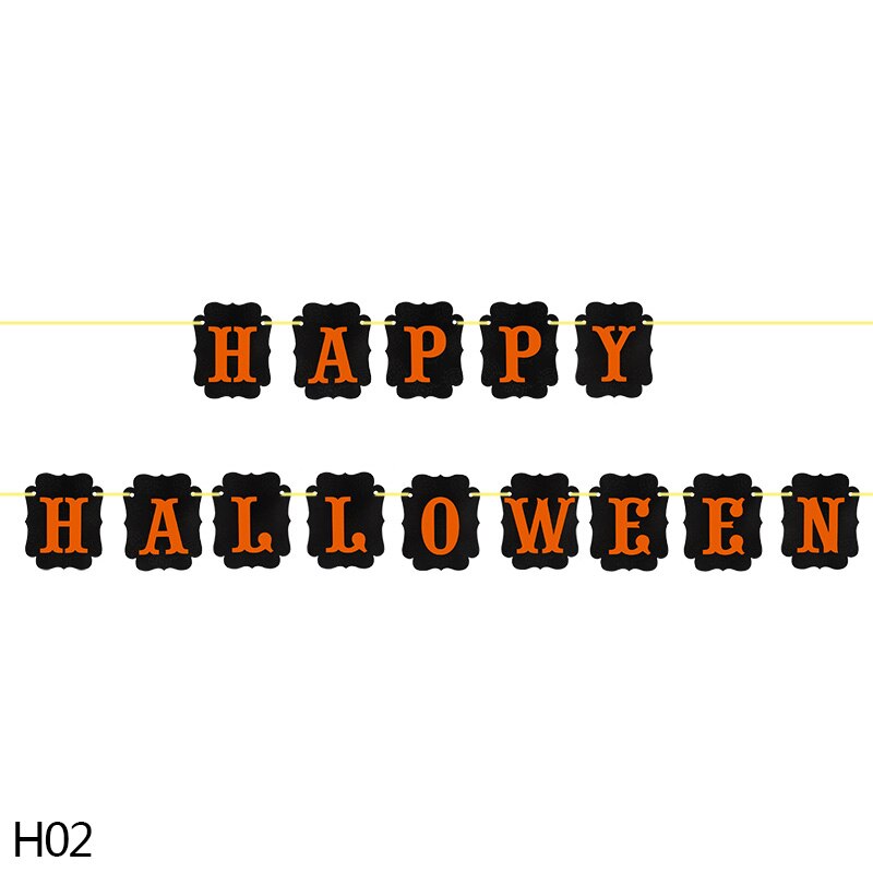 Halloween dekoration tegneserie kat stjerne flagermus heks græskar brev glad halloween banner bunting flag halloween fest hængende indretning: H02- halloween indretning