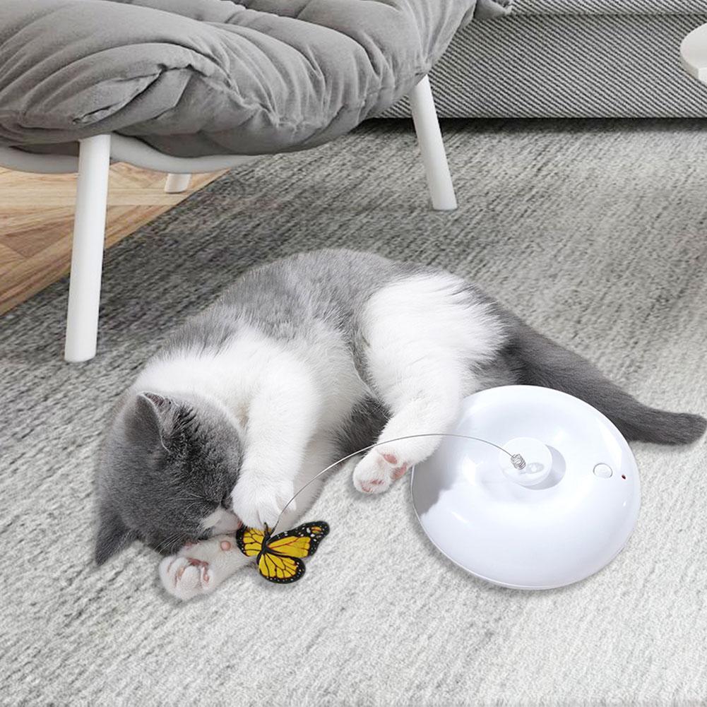Interactive Cat Toy 360 Degree Self Rotating Cat Butterfly Toy Automatic Battery Operated Funny Cat Toy For Cats Kitten