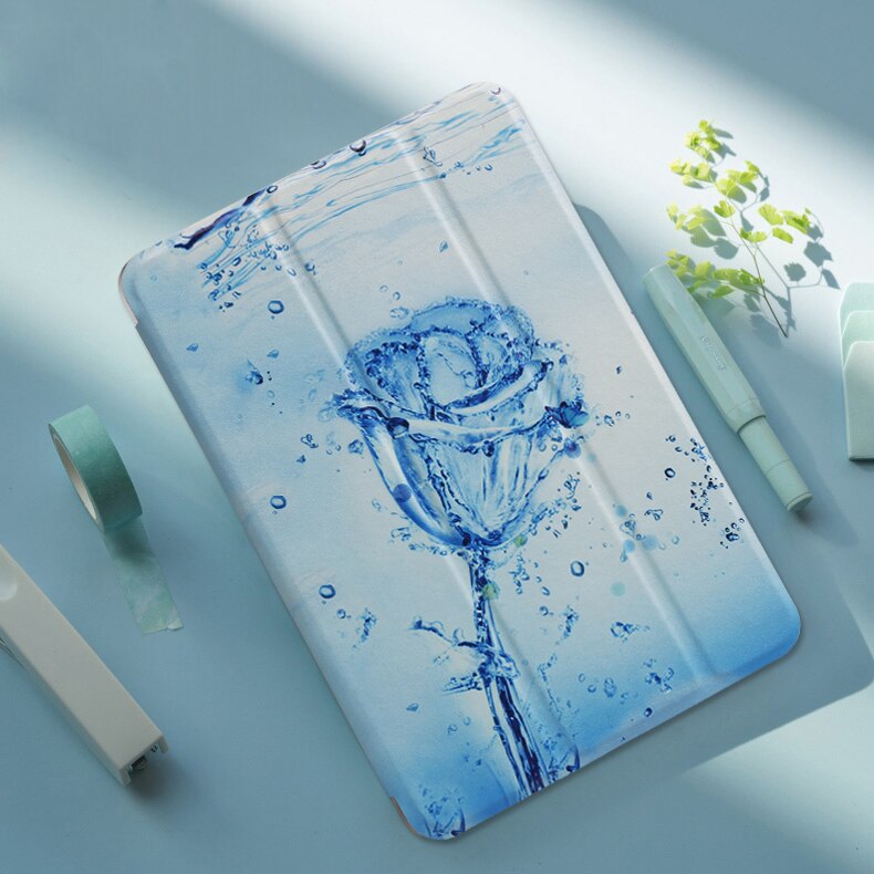 Funda de QIJUN para iPad de 10,2 pulgadas, Funda protectora con soporte para Auto Sleep Smart PC, Funda trasera para iPad 7ª generación A2200 A2123: Ice Rose