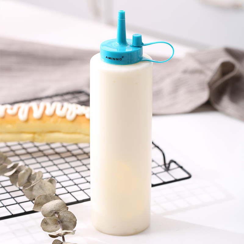 Aminno squeeze dispenser flaskor 400ml salladsdressing ketchup hälsosam pe plast kökskrydda verktyg