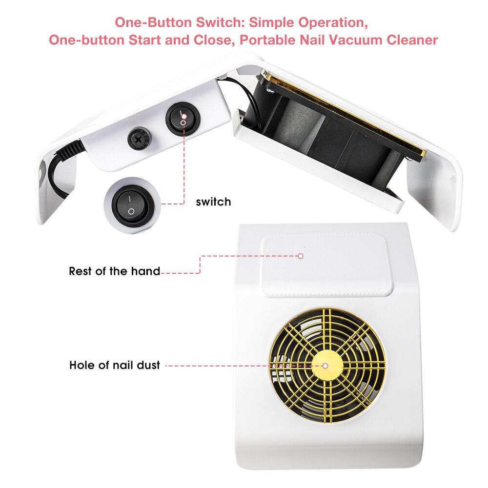 40w nagelstofzuiger, nagelstofzuiger, nagelstofzuiger, manicureapparaat met stofopvangzak, salongereedschap