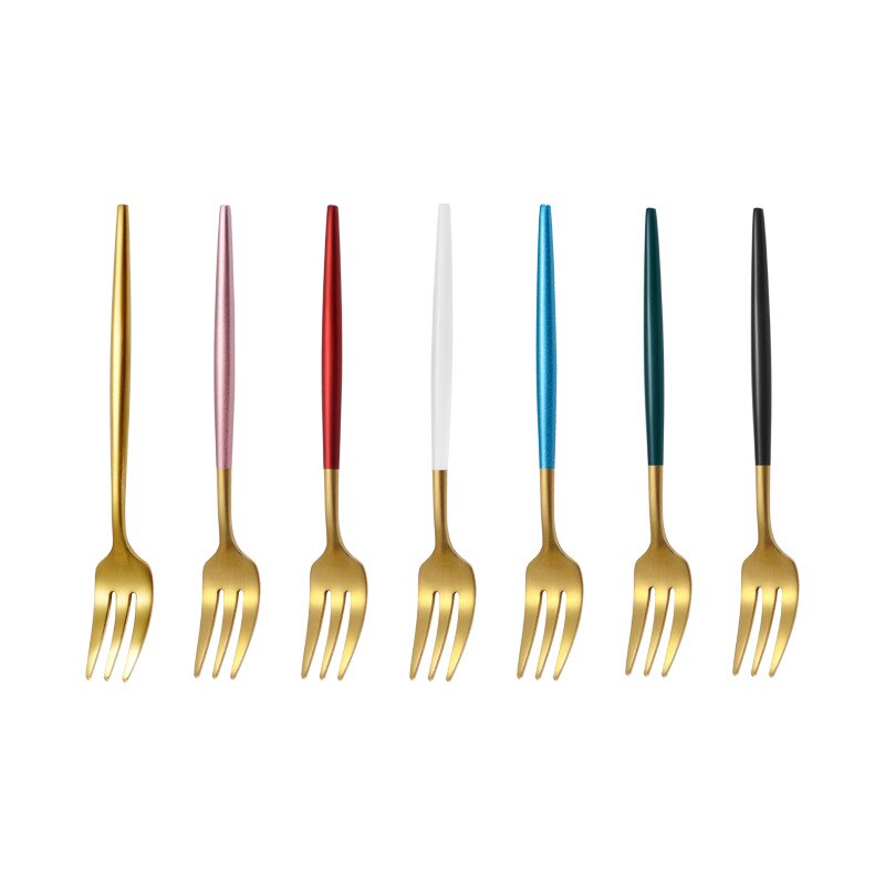 Uds Tenedor de fruta de lujo 304 de acero inoxidable de oro tenedores para tartas de postre pequeño tenedor de torta en La tenedor para caracoles restaurante