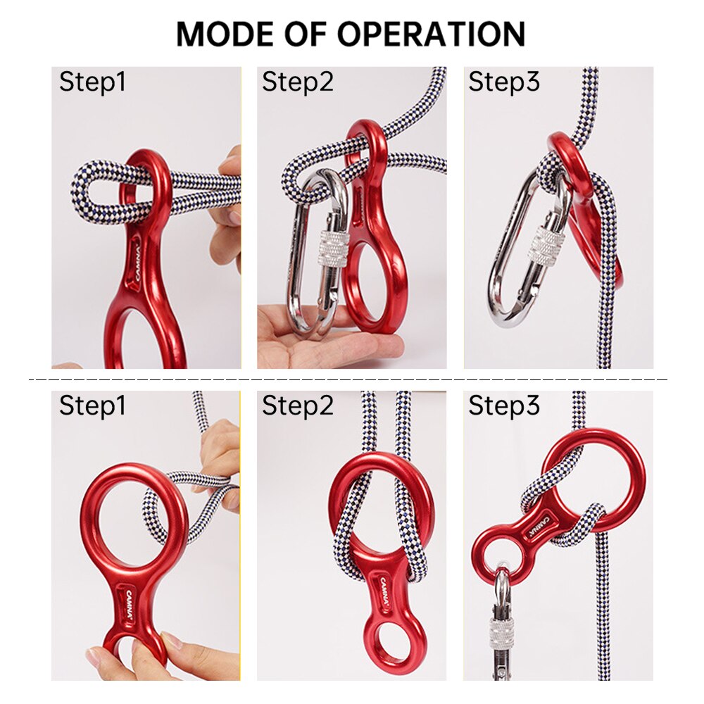 Outdoor Rock Climbing Descender 35KN Figure 8 Word Rope Descender Rappel Ring Downhill Eight Ring Rappelling Gear Belay Device#