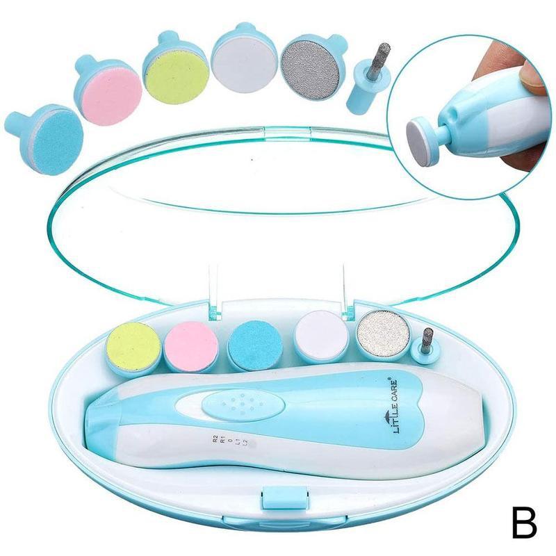 Juego de cortauñas con cabezales de repuesto para bebé, Lima eléctrica para dedos de los pies, cortauñas, herramienta de manicura: Black