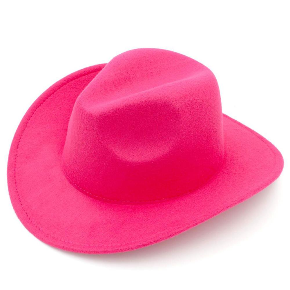 LUCKYLIANJI Trilby Wool Felt Fedora Cowboy Hat Solid Color Western Bull Jazz Sun Chapeau Caps For Men Women (One Size:57cm): Rose