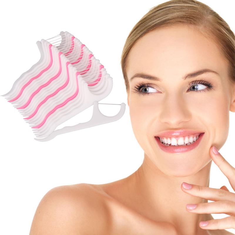 100pcs Fio Dental Floss Vara Nylon Portátil de Plástico Conjunto De Ferramentas De Limpeza Para A Higiene Oral Cuidados com Os Dentes escova de Dente Limpa