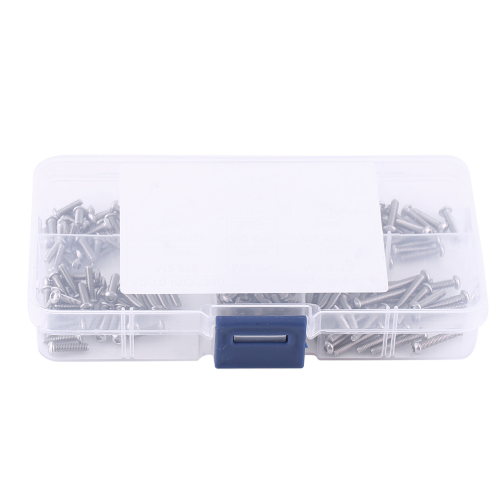 Factory Price 180pcs/Set M2.5 Stainless Steel SS304 Pan Head Hex Socket Screws Assortment Kit