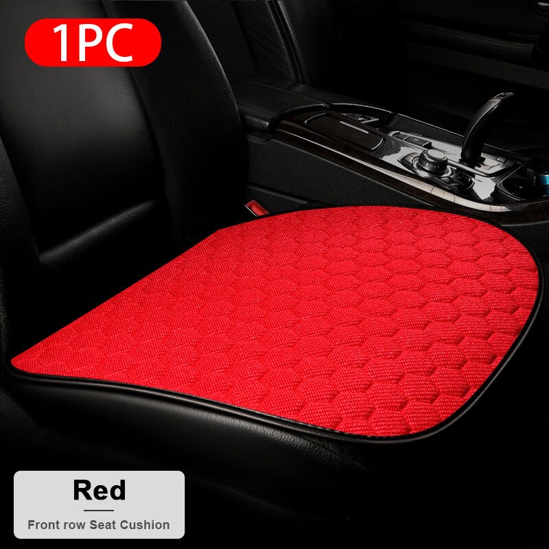 Vlas Auto Stoelhoezen Set Ademend Linnen Mildewproof Zitkussens Universele Transpiratie Protector Mat Auto Interieur Accessoires: Front Red 1pc