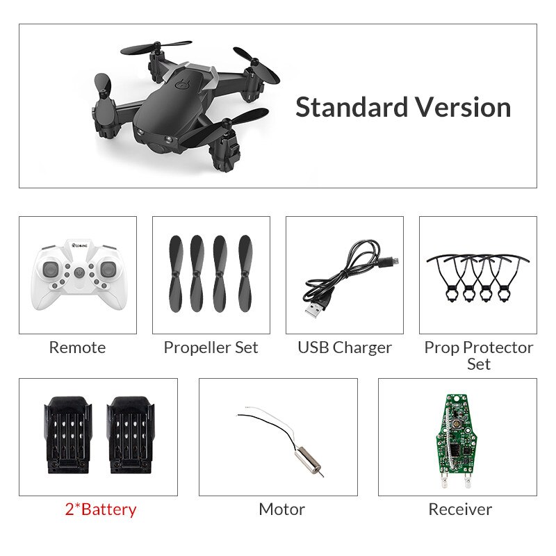 Eachine E61 Mini Drone Hight Hold Mode RC Quadcopter RTF WiFi FPV Foldable Helicopter VS HS210: blackstandard2batter