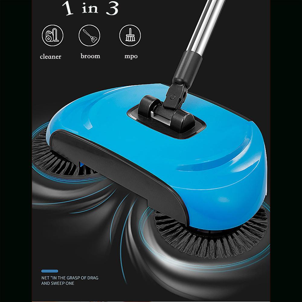 3 en 1 main pousser balayeuse balai y compris balai pelle à poussière vadrouille outil ménager main pousser automatique salle de nettoyage paquet magique