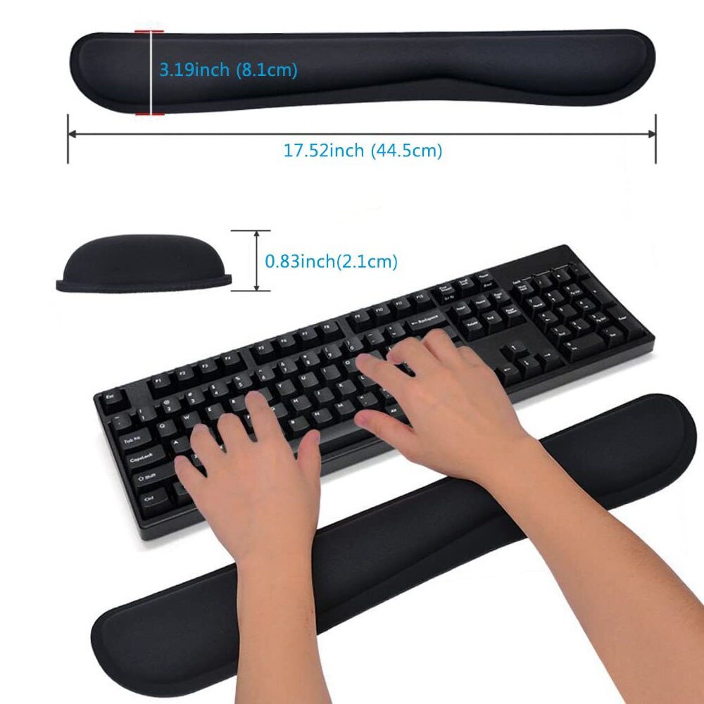 Almohadilla de espuma viscoelástica para ordenador de oficina, parte inferior de goma, Teclado mecánico suave, juego de reposabrazos de mano, ergonómico, soporte para muñeca