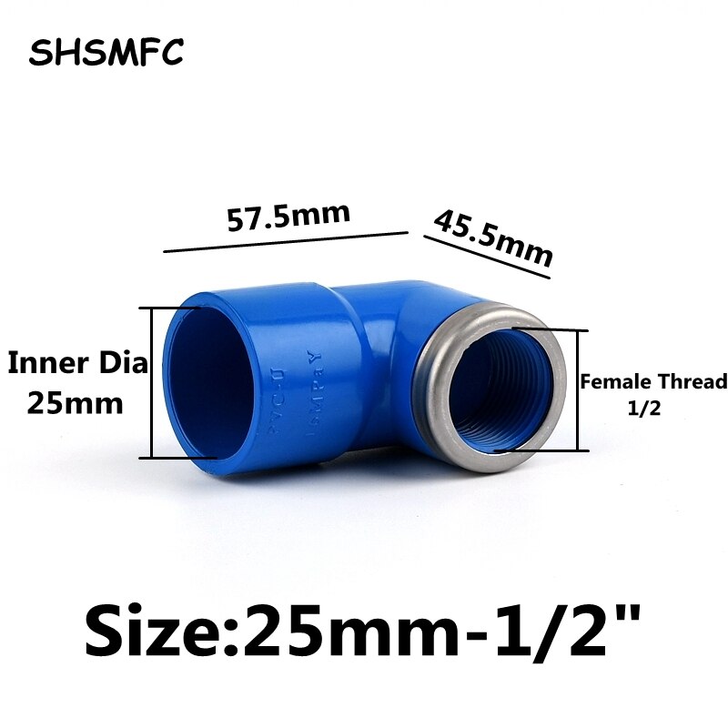 1~5Pc Blue Female Thread 90 Degree Elbow Joint Aquarium Fish Tank PVC Pipe Connector Garden Home Water Tube Adapter: 5Pcs / 25mm-1I2 inch