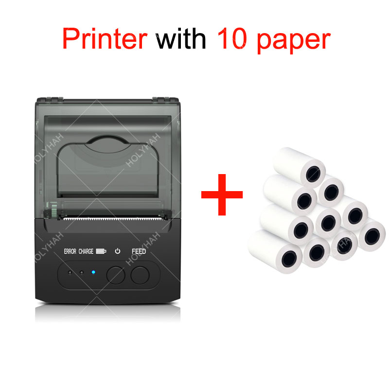 Draagbare Android Ios Bluetooth Bonprinter 58Mm Mini Pos Thermische Printer Met Lederen Riem Voor Zakelijke Esc/pos: Add 10 Paper