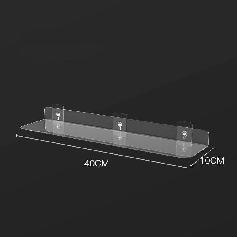 Estante de pared acrílico transparente de 20-50cm, organizador de almacenamiento flotante para baño/cocina, estante montado transparente grueso para decoración: Púrpura