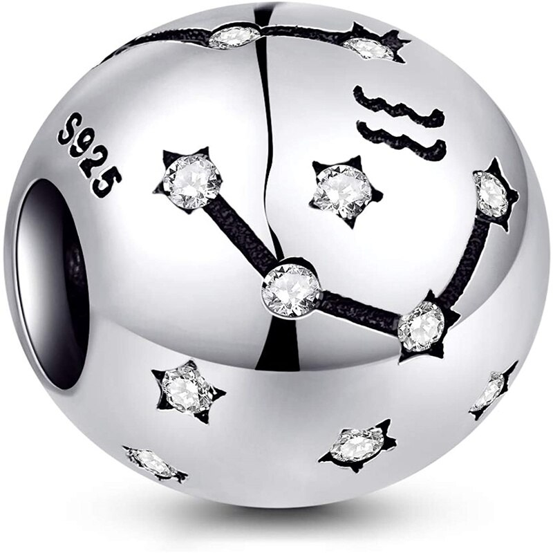 Codemonkey original sterling silber 925 sternbild-zodiak-rundperlen 12 passend für original 3mm armbandanhänger, cmc 1218: Wassermann -11