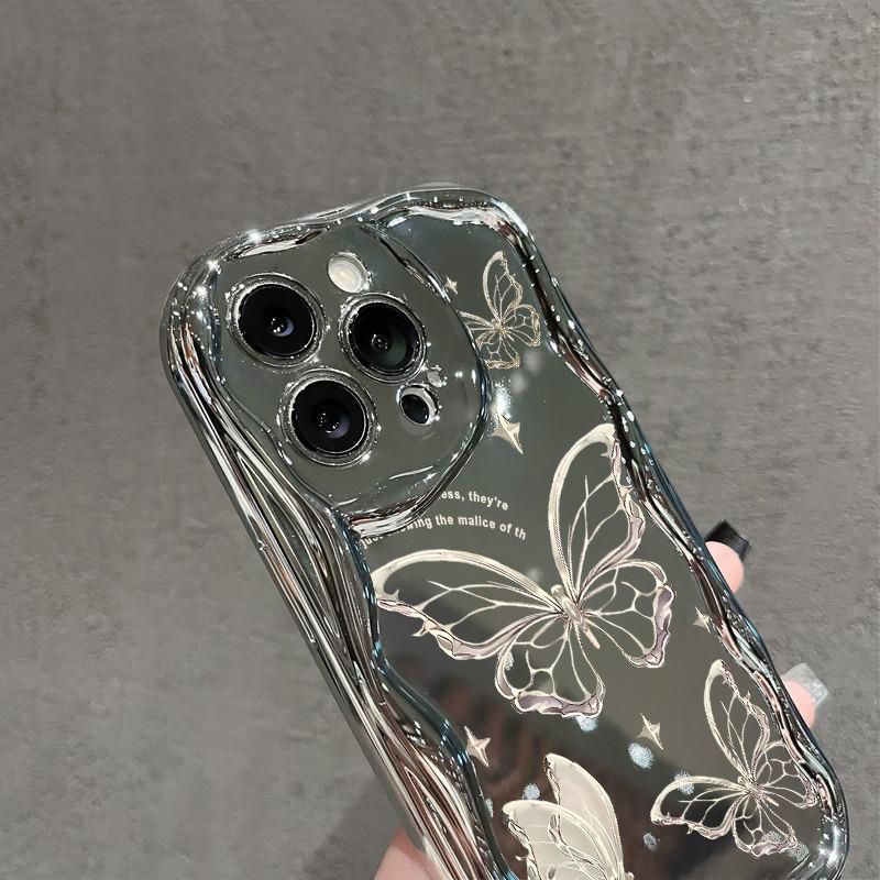 Coque de téléphone papillon scintillant, étui en Silicone souple pour iPhone 14 Pro Max 15 11 12 13 XR 8 7 Plus X XS SE 2022