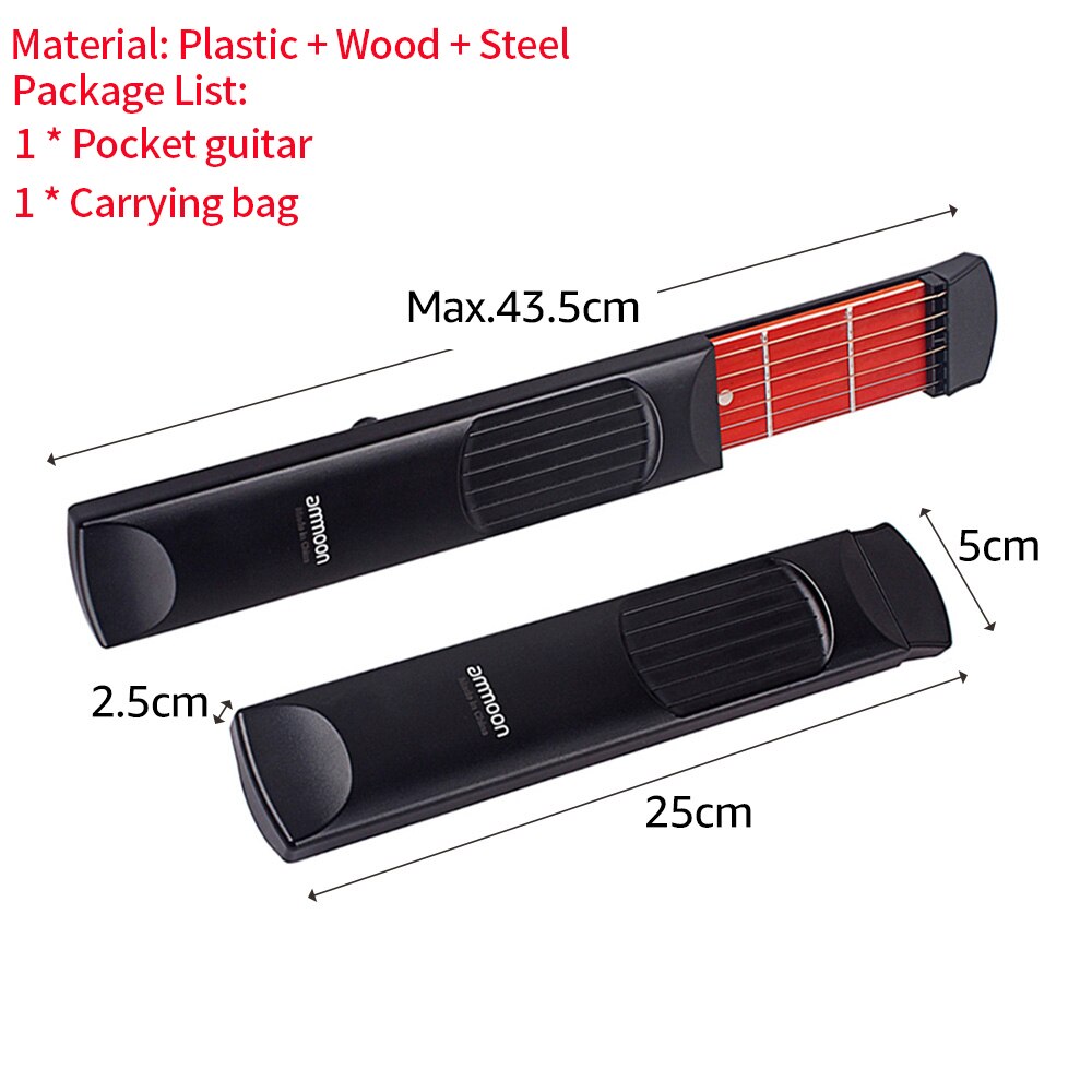 6-String Pocket Guitar Chord Trainer Folk Guitar Practice Tools Gadget 6 Frets with Rotatable Chords Chart Screen for Beginners: Chord Trainer 2