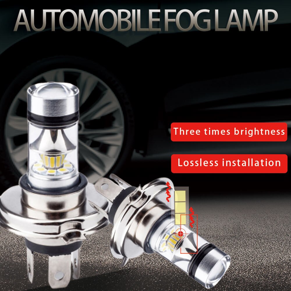 2 stücke Auto LED H4 100W Super Helle Nebel Licht Fahren Lichter Lampe 20SMD Automobil Motorrad Scheinwerfer Auto Zubehör