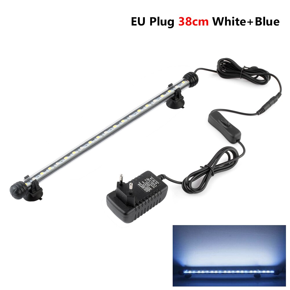 Lampe Submersible US 220V V | Lampe US, V, projecteur d'aquarium, télécommande 19 / 28 / 38/48cm, prise US, éclairage direct: 38CM Blue And White