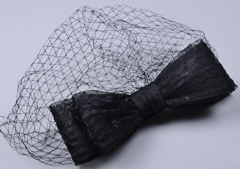 Sombreros y fascinantes elegantes de boda para mujer, con lazo grande, para de novia, tocado Blanco/Negro, diadema, velos de cara para mujer: Black