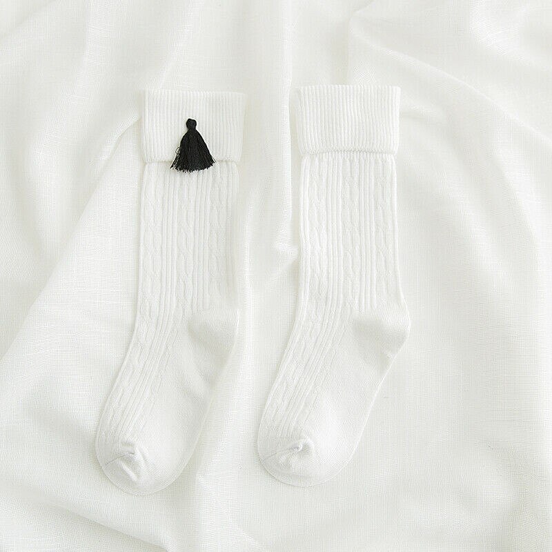 Baby Peuter Meisjes Katoen Knie Hoge Sokken Panty Been Warmer Kousen Voor 1-8Y Modieuze Lange Sokken: WHITE / 3M