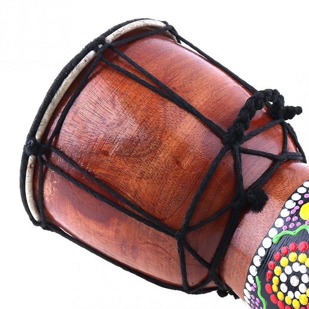 6in Afrikaanse Djembe Trommel Hand Gesneden Massief-Hout Geit-Skin Traditionele Afrikaanse Drum Percussie Muziekinstrument