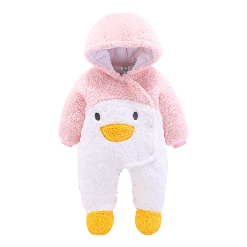 LZH Winter Herbst Baby Strampler Für Baby Junge neugeboren Baby Mädchen Strampler Gesamt Mit Kapuze Warme Kleidung 0-2 jahre Baby Kleidung: Rosa / 12m