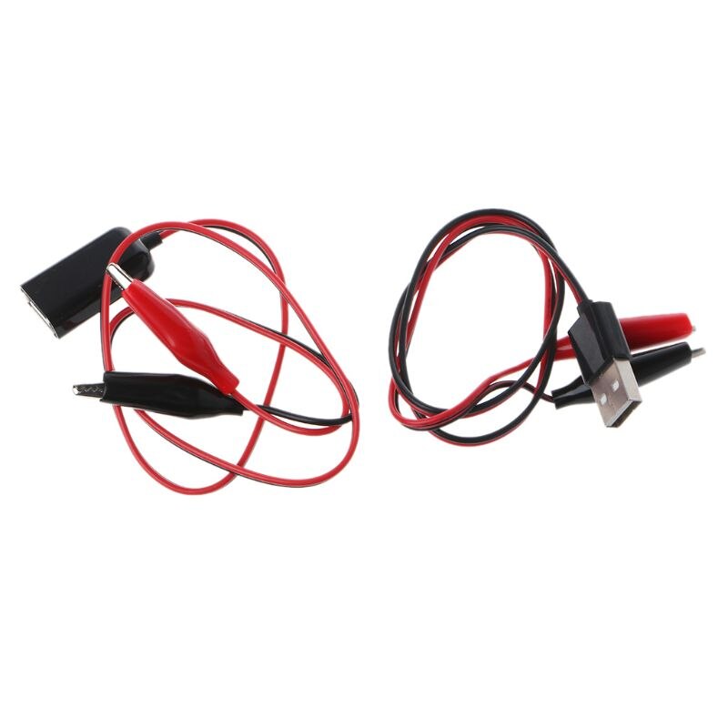 1 Pair Alligator Test Clips Clamp to USB Male Female Connector Power Supply Adapter Cable Wire 50cm Voltmeter Ammeter Monitor