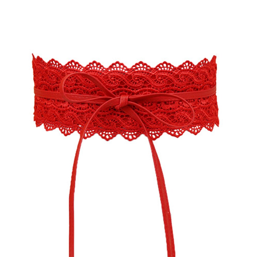 Ceñidor de cintura a la para mujer, vestido con lazo, banda de cintura de cuero de imitación, decoración ancha, cinturón, faja, banda para la cintura, vendaje rojo, blanco y negro: Rojo